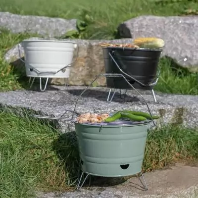 Barbecue à charbon portable - LIVOO - Inox - Ø27 cm - Hauteur 24 cm