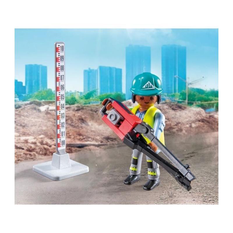 Ensemble ouvriers et rouleau compresseur PLAYMOBIL pour constructions miniatures