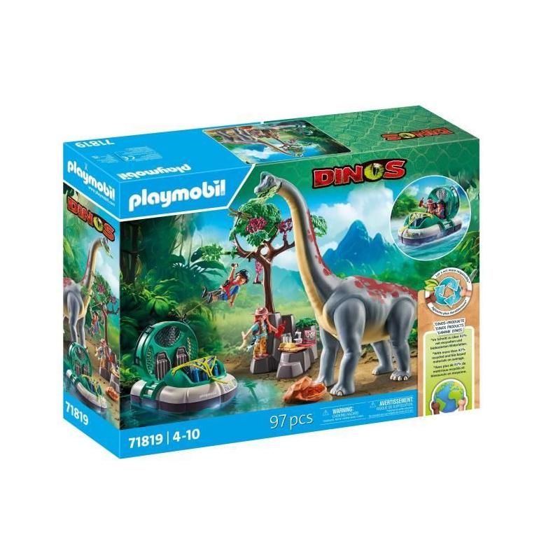 Découvrez l'aéroglisseur des explorateurs avec le Brachiosaure PLAYMOBIL 71819 !