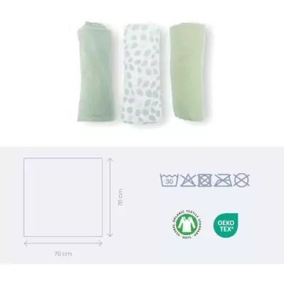 Lot de 3 langes DOOMOO en coton bio - Certifié Oeko-Tex