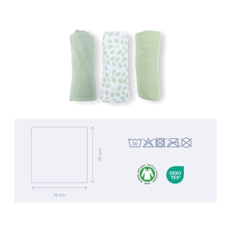 Lot de 3 langes DOOMOO en coton bio - Certifié Oeko-Tex