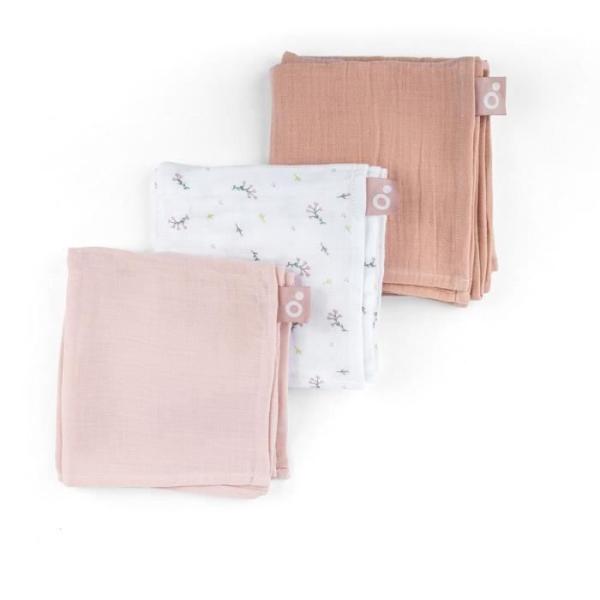 Lot de 3 langes - DOOMOO - Gaze de coton biologique - Certifié oeko-Tex - Rose