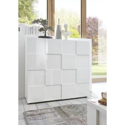 Buffet Milano blanc laqué brillant - 121 x 42 x 111 cm