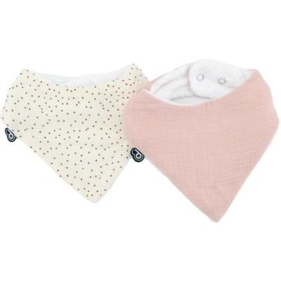 Lot x2 bavoirs bandana - Vieux rose pois ?
