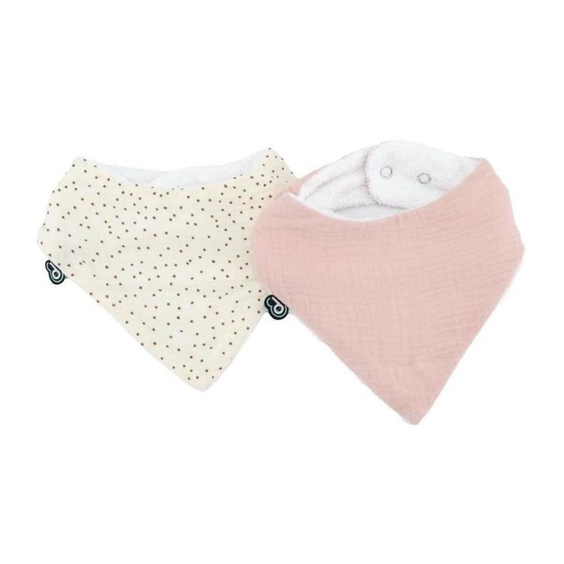 Lot x2 bavoirs bandana - Vieux rose pois ?
