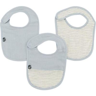 Lot x3 Bavoirs DOMIVA - 6-12 mois - Gaze de coton - Bleu vintage