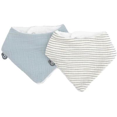 Lot de 2 bavoirs bandana style vintage - Bleu rayé