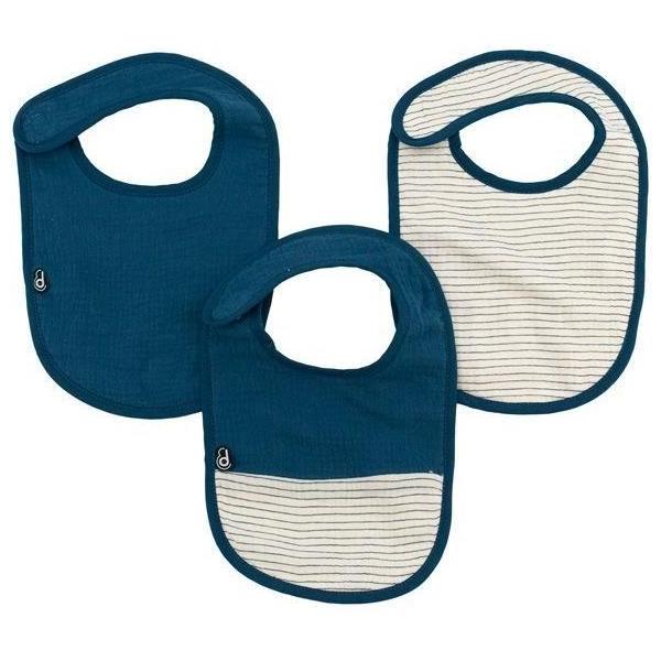 Lot x3 bavoirs - DOMIVA - 6-12 mois - Gaze de coton - Indigo