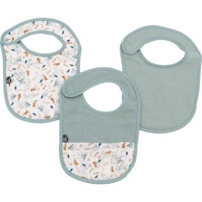Lot x3 bavoirs DOMIVA - 0-6 mois - Gaze de coton - Celadon