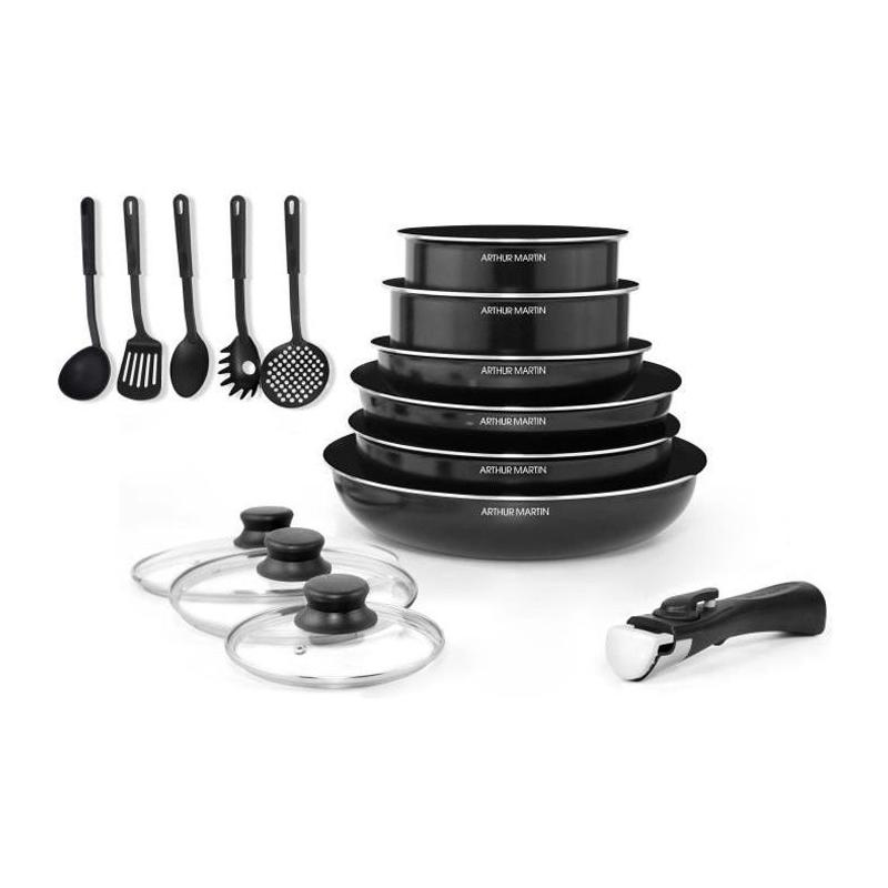 Batterie de cuisine 15 pièces ARTHUR MARTIN noir - Induction OK