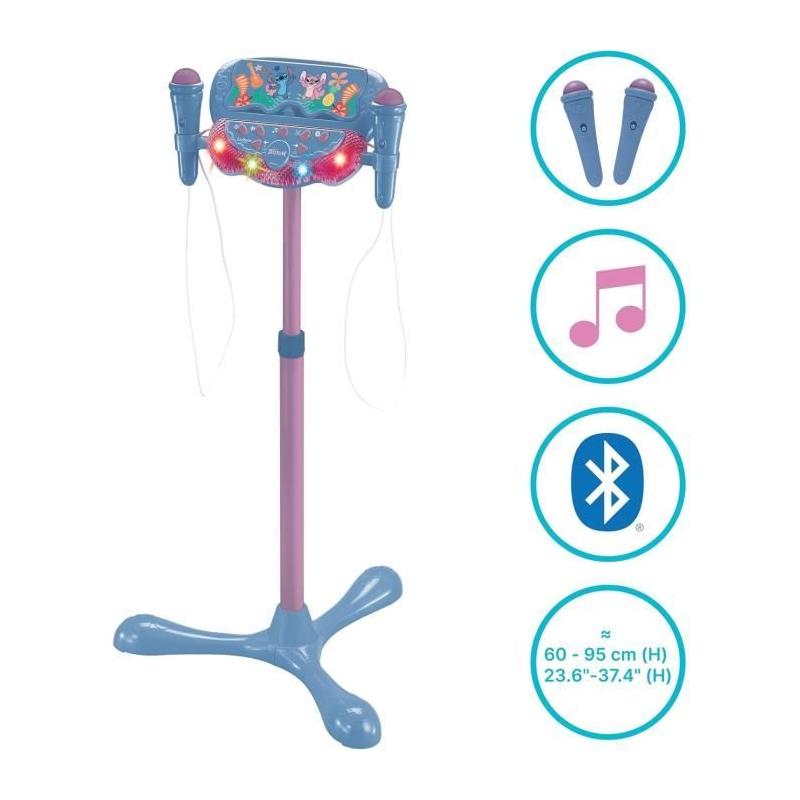 Microphone Stitch sur pied avec enceinte, 2 Micros et Effets - MICRO KARAOKE ENFANT