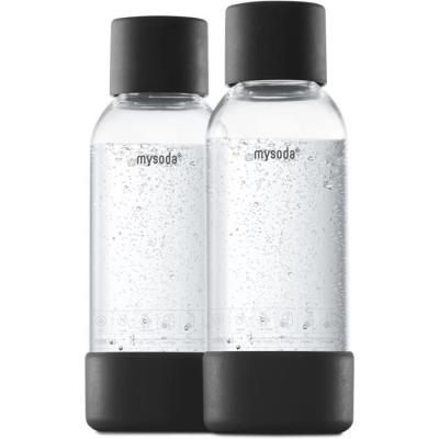 Pack de 2 bouteilles PET et Biocomposite 0,5L - Noir - Systeme quick-lock
