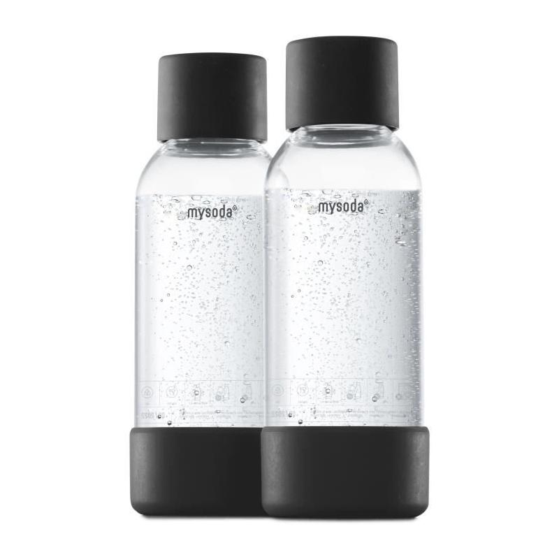 Pack de 2 bouteilles PET et Biocomposite 0,5L - Noir - Systeme quick-lock