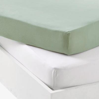 Lot 2 draps housse P'TIT DODO en jersey 70x140 cm - Blanc/Vert gris