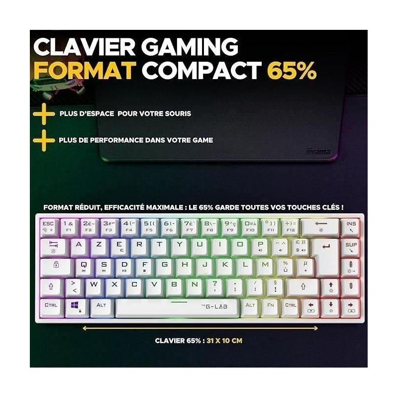 Clavier Gamer sans fil The G-Lab KEYZ TITAN RGB Blanc