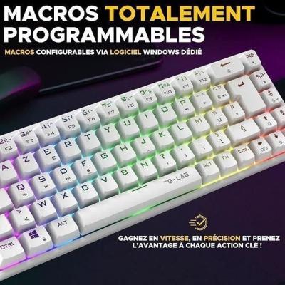 Clavier Gamer sans fil The G-Lab KEYZ TITAN RGB Blanc