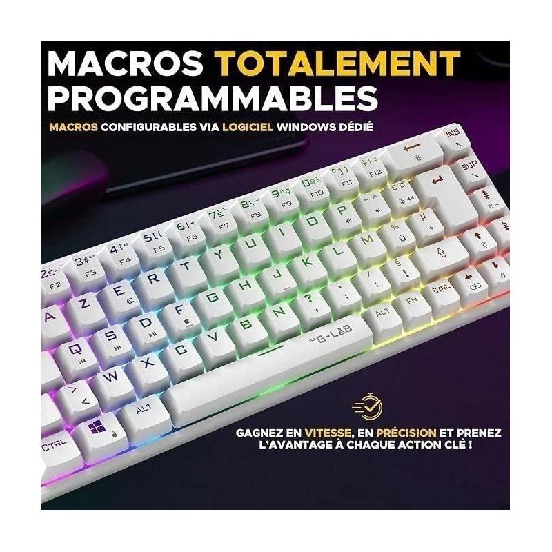 Clavier Gamer sans fil The G-Lab KEYZ TITAN RGB Blanc