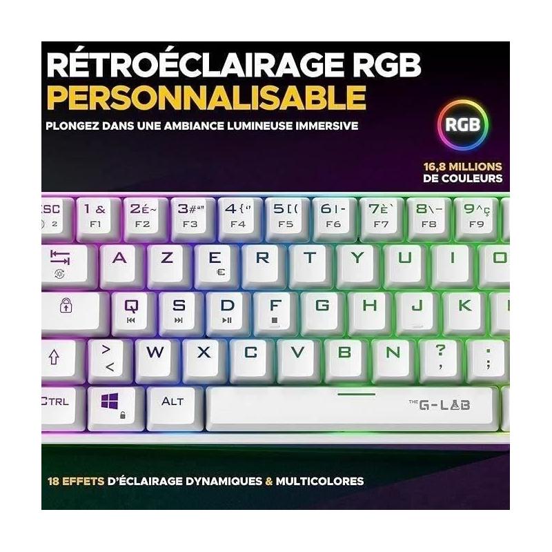 Clavier Gamer sans fil The G-Lab KEYZ TITAN RGB Blanc