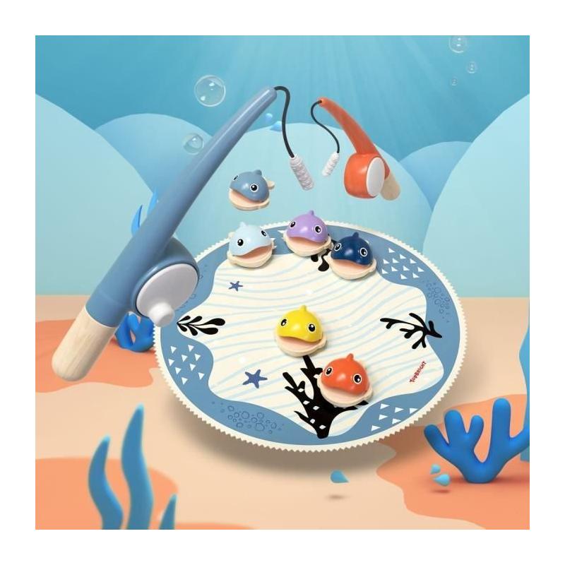 Attrape les Poissons: jeu éducatif 2 ans, 6 poissons magnétiques, 2 cannes à pêche