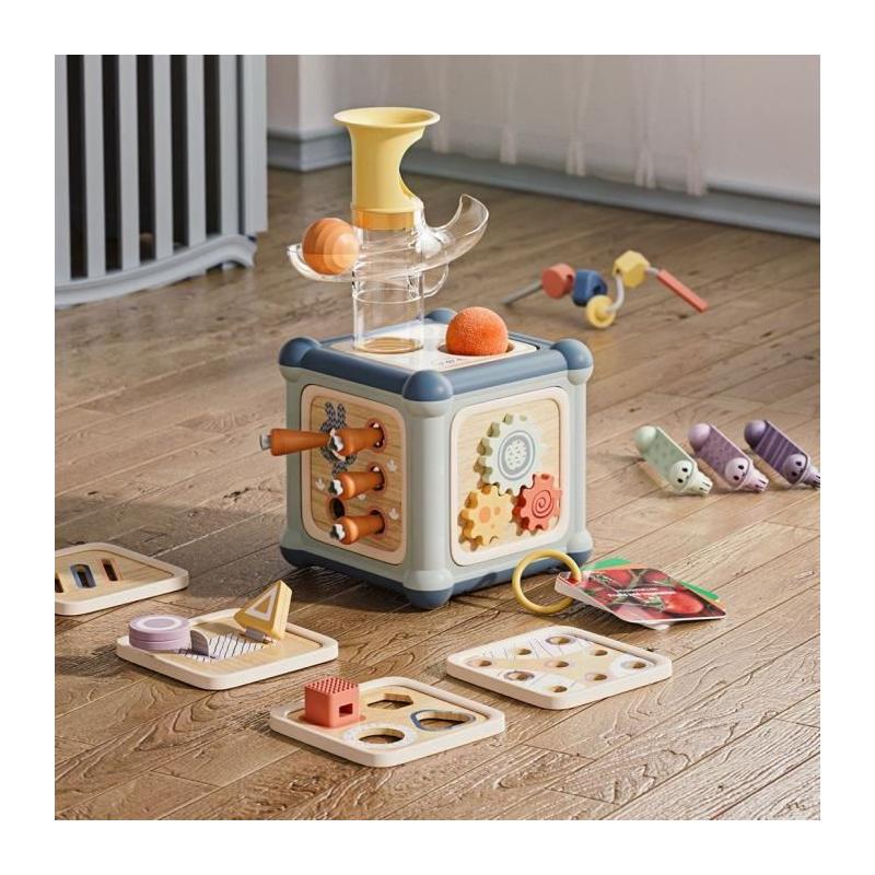 Cube d'activités 10-en-1 en bois pour enfants de 12 mois et plus