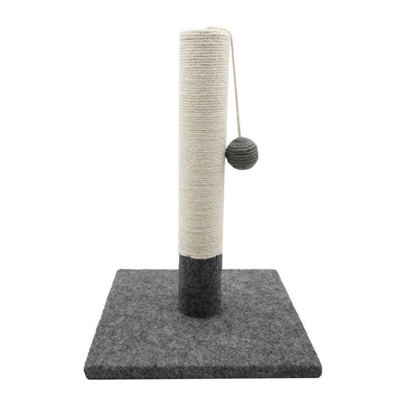 Poteau griffoir pour chat - TYROL - Design simple - Gris et blanc - 42cm
