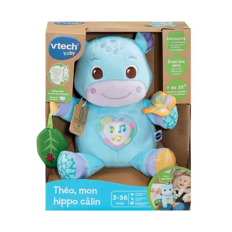 Doudou interactif VTECH THÉO, MON HIPPO CALIN (BOUTEILLES PLASTIQUE RECYCLÉES)