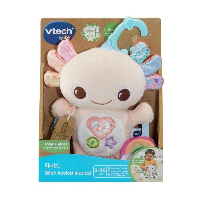 Doudou Musical Vtech Eliott Bébé Axolotl (Recyclage Bouteilles)