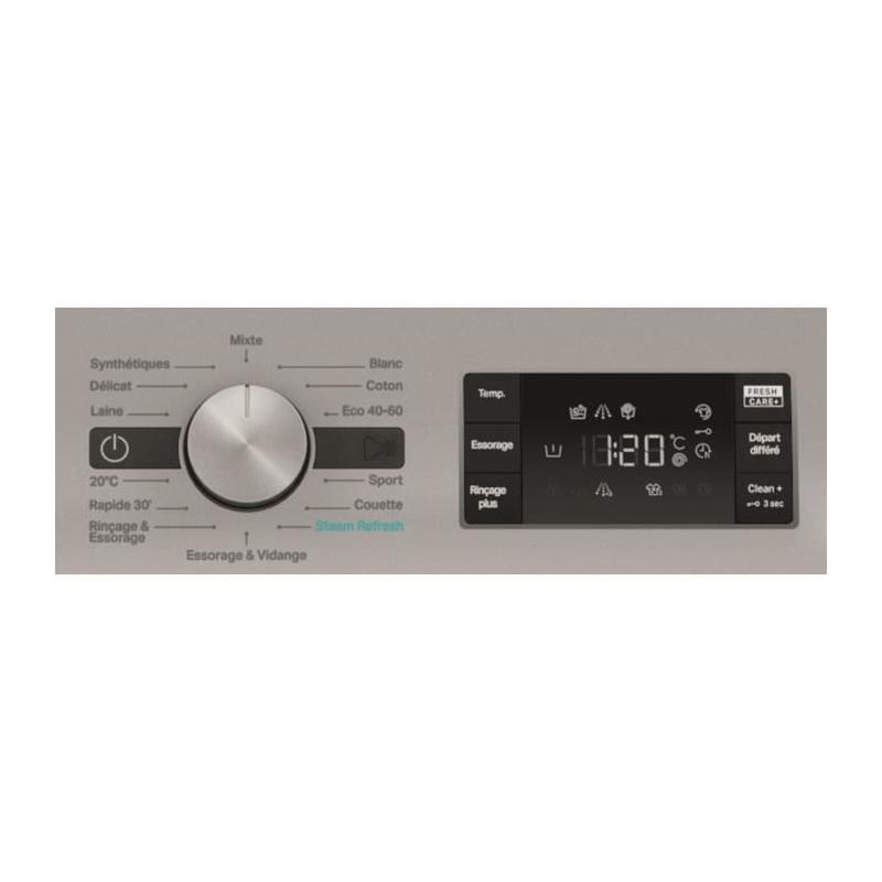 Lave-linge hublot Whirlpool 10 kg - Induction - 1400 trs/min - Silver