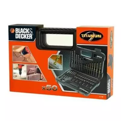 Coffret de perçage et vissage BLACK+DECKER - 50 accessoires titanium Coffret de perçage et vissage BLACK+DECKER - 50 accessoires titanium