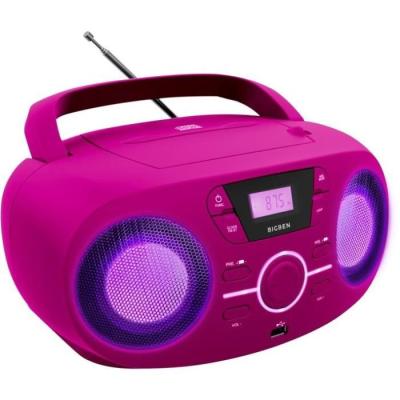 Lecteur CD Portable Rose + Enceintes Lumineux - BIGBEN CD61RSUSB