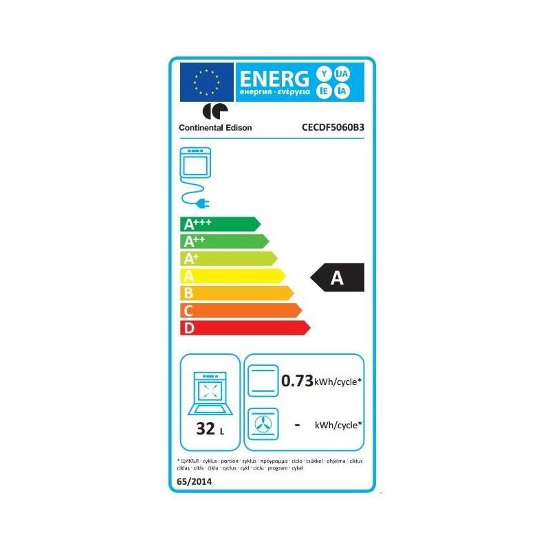 Cuisinière gaz Continental Edison - 4 feux - Noir - L50 x P60 x H90 cm