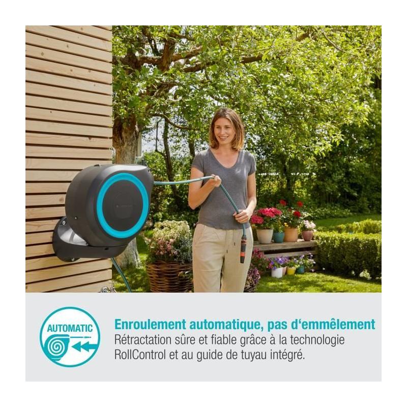 Dévidoir Mural Automatique 15m - Pour un Jardin bien Rangé