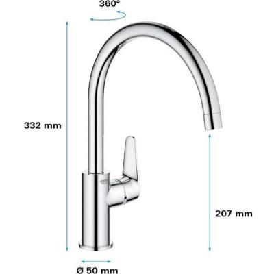 Robinet de cuisine GROHE - Design moderne en métal chromé