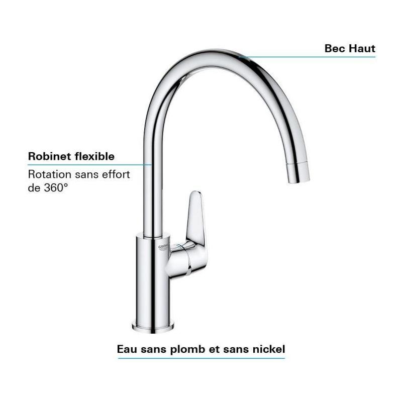 Robinet de cuisine GROHE - Design moderne en métal chromé