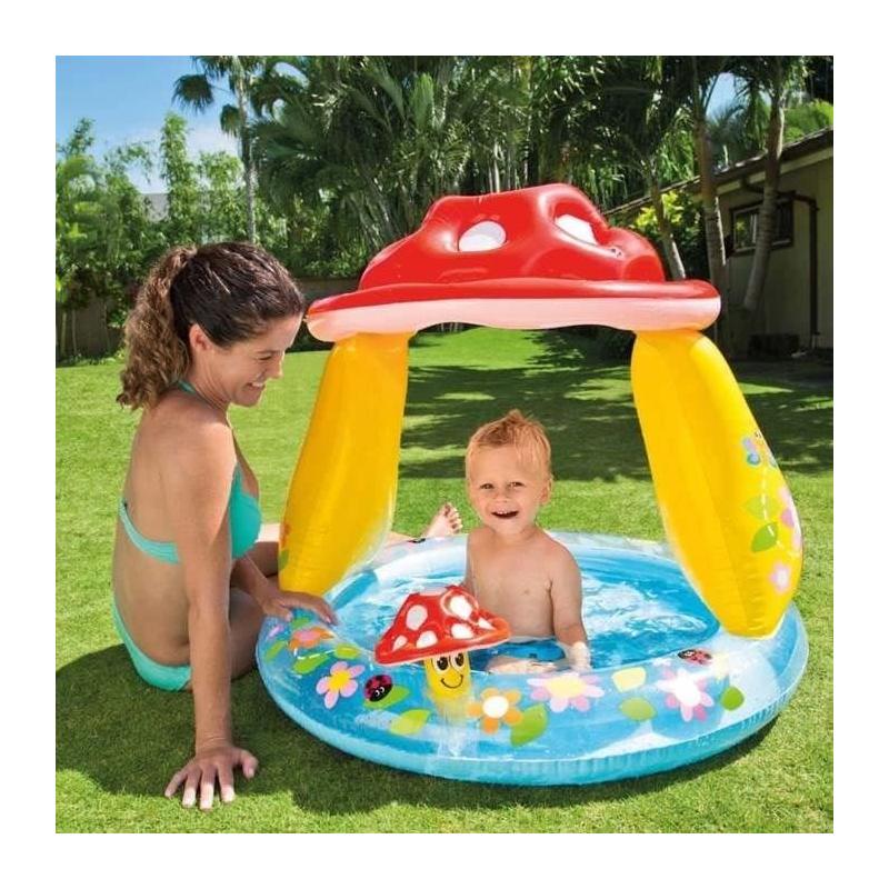 Piscine gonflable enfant INTEX - Pataugeoire champignon - Jeu d'eau amusant