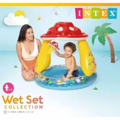 Piscine gonflable enfant INTEX - Pataugeoire champignon - Jeu d'eau amusant Piscine gonflable enfant INTEX - Pataugeoire champignon - Jeu d'eau amusant