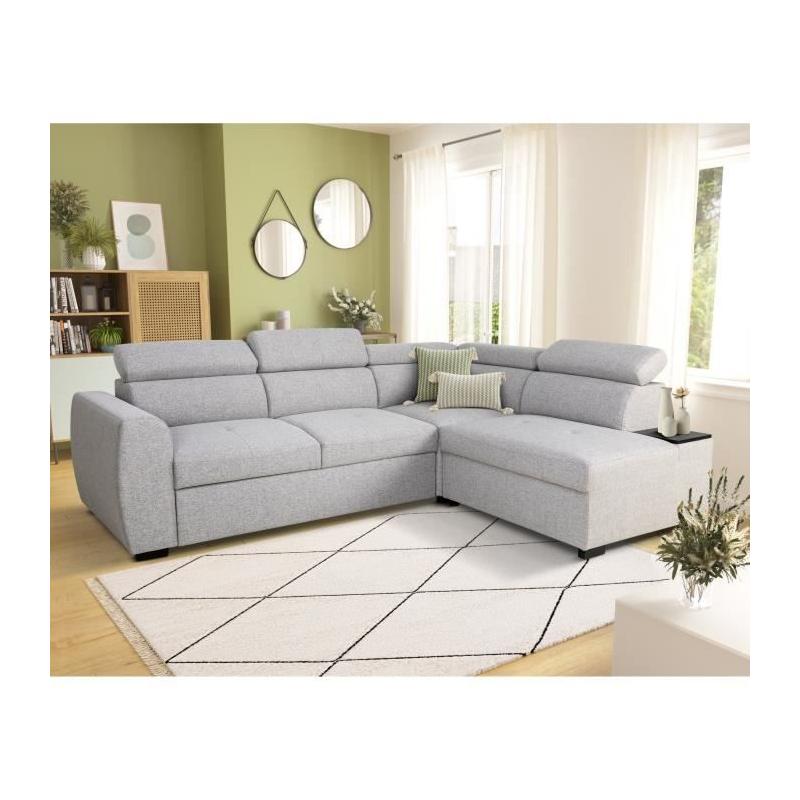 Canapé d'angle convertible réversible 4/5 places KELIO Gris