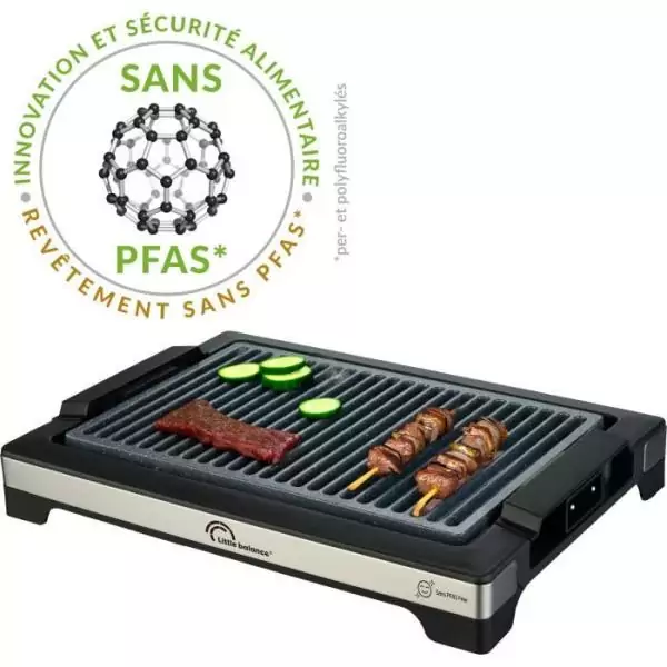 Barbecue électrique LITTLE BALANCE - Easy Nopifas - Surface de cuisson 38 x 25 cm - Revetement microcéramique sans PFAS - 2000