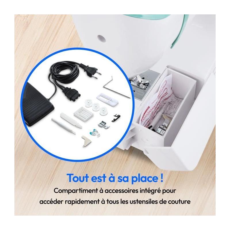 Machine a Coudre MEDION SM 60 - 62W - 24 Points - LED - Turquoise