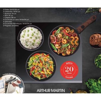 Batterie de cuisine Arthur Martin AM0530 - 20 pièces - Anti-adhésif