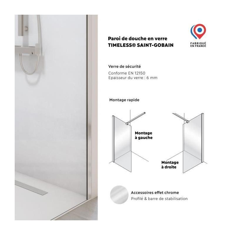 Paroi de douche AURYS BALEARES - Verre Timesless clair 6 mm