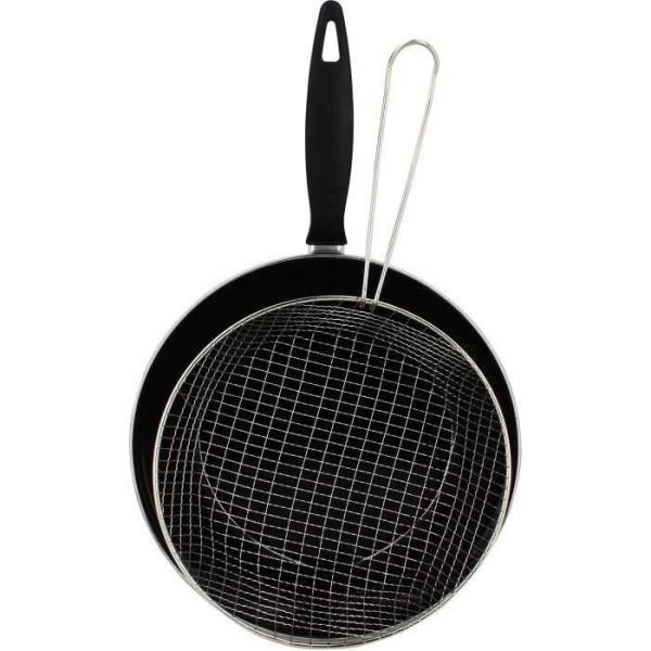 Poele a frire - MENASTYL - 3645749 - En acier émaillé - Noir - 26 cm - Tous feux dont induction