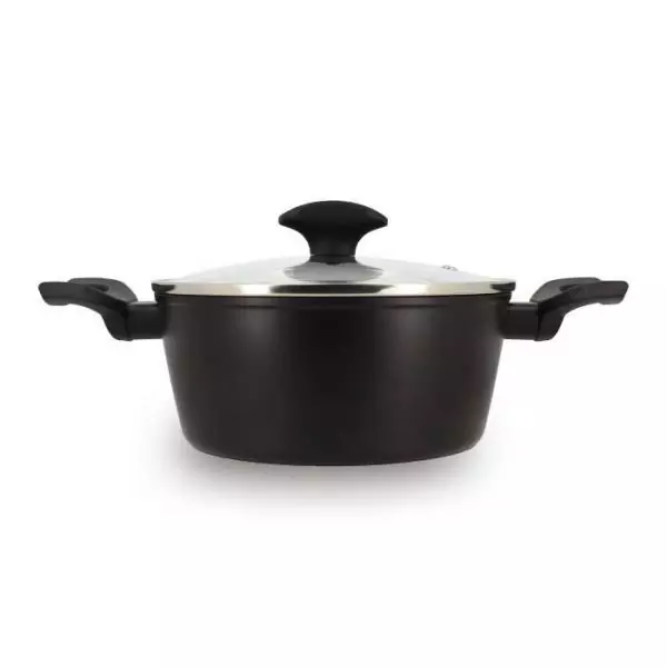 Faitout - MENASTYL - 6020646 - En alumimium forgé - 20 cm - Noir - Tous feux dont induction