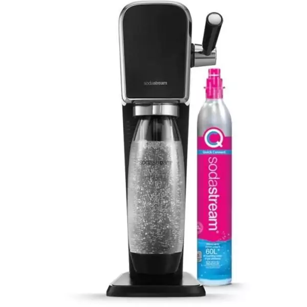 Machine a soda et eau pétillante - SODASTREAM - ART - 1 bouteille compatible lave-vaiselle - 1 recharge de gaz 60 L - Noir