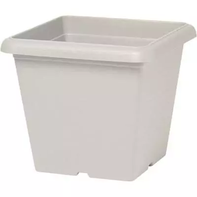 Pot de fleurs carré GARDEN ID Teramo blanc pierre effet - 40 x 35 cm