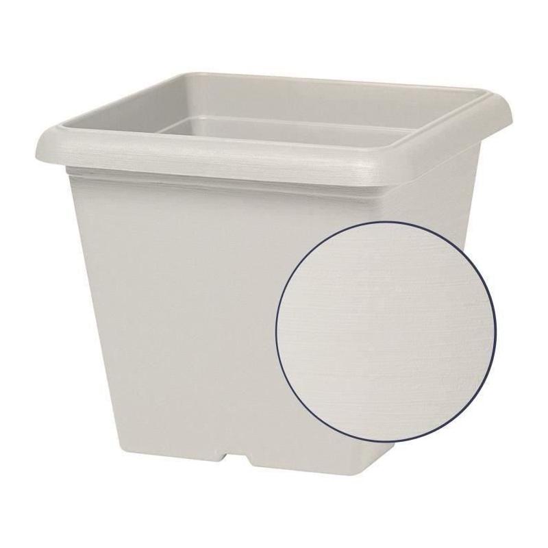Pot de fleurs carré GARDEN ID Teramo blanc pierre effet - 40 x 35 cm