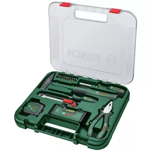 Bosch Set d'outils a main « Universal » 17 pieces (kit d'outils de réparation polyvalent pour travaux a domicile)