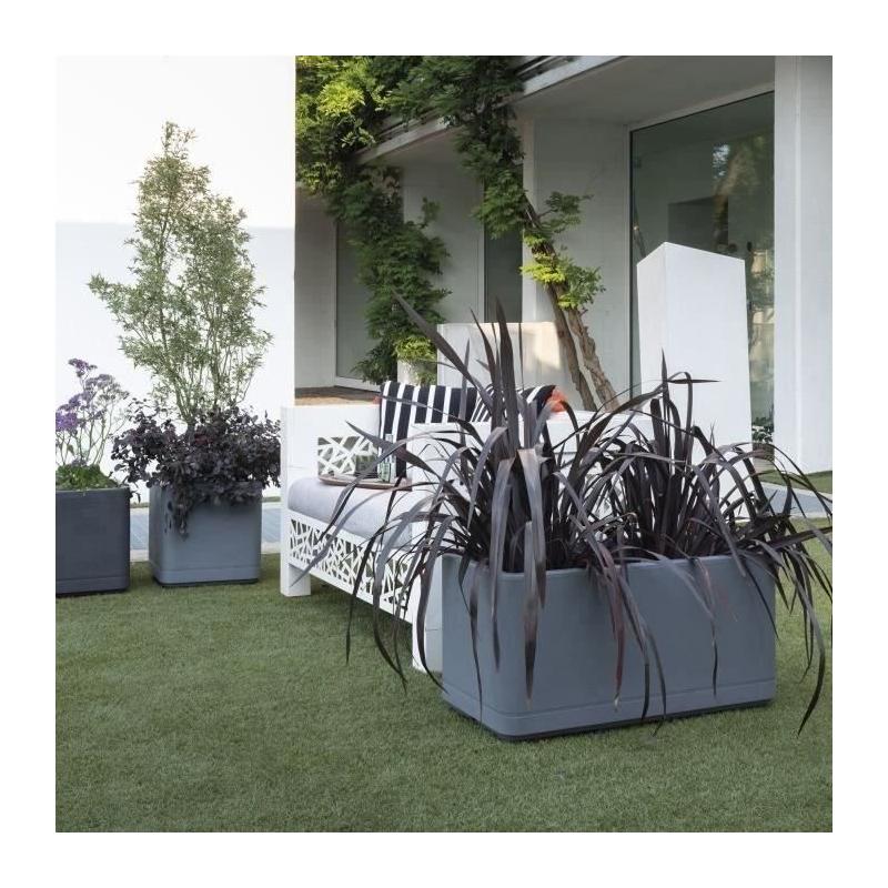 Jardinière Muret Cosmo DEROMA 78 cm Gris Cendré - Réserve d'eau