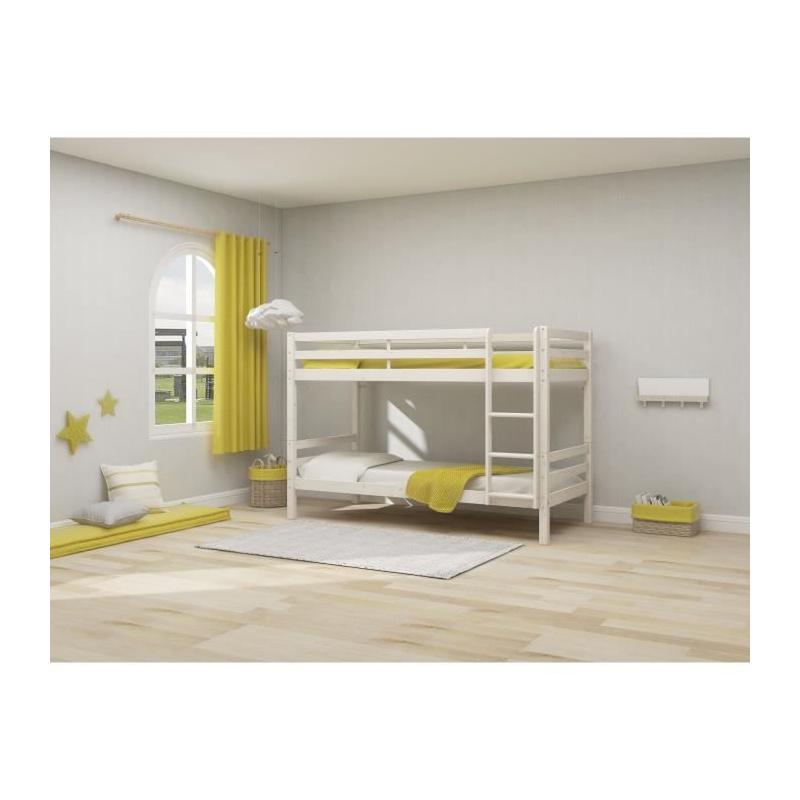 Lits superposés séparables enfant - Pin massif blanc - 2x90x200 cm