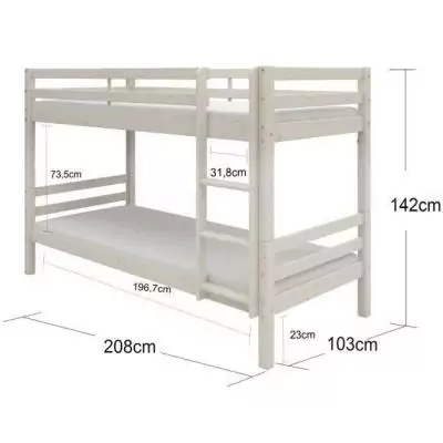 Lits superposés séparables enfant - Pin massif blanc - 2x90x200 cm